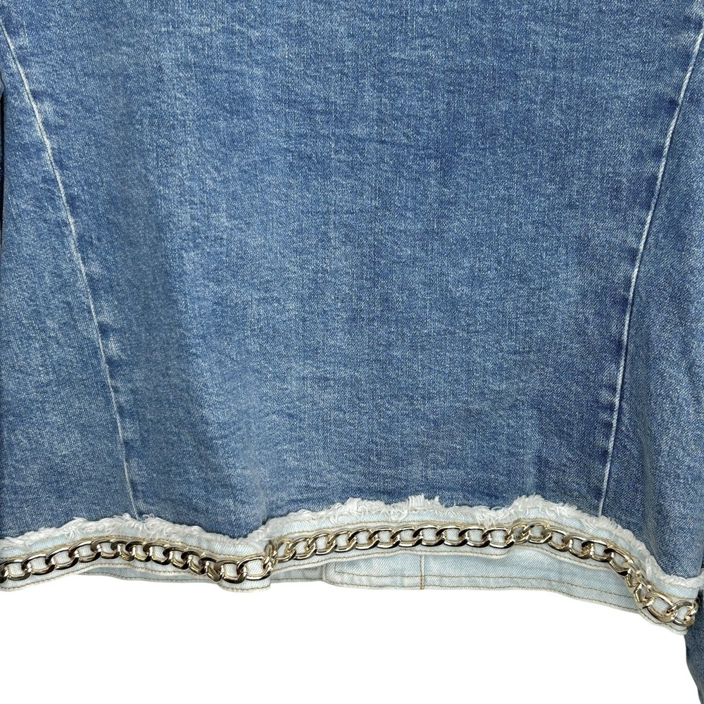 Alice +‎ Olivia Landon Cropped Denim Jacket Large Y2k NYE Designer Party NWT - Picture 9 of 16